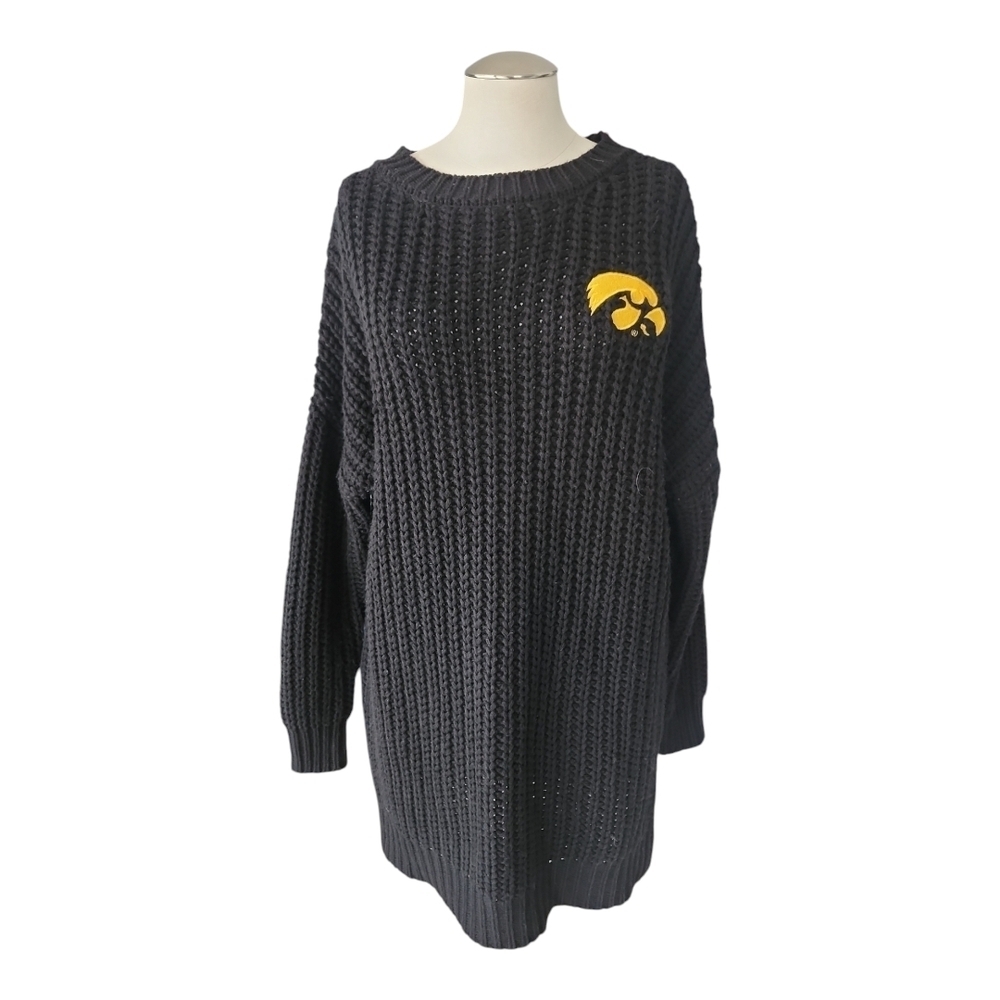Zenana Premium Iowa Hawkeyes Knit Sweater Tunic Women’s Size M Black Gold Logo - Picture 1 of 8